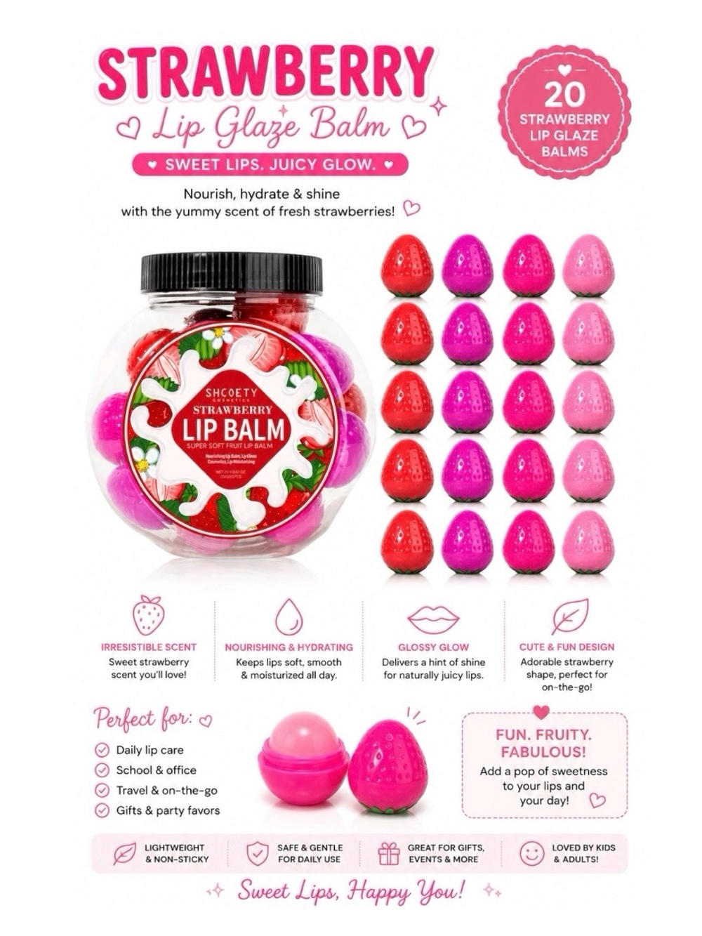 TWENTY STRAWBERRY GLAZE FRUIT LIP BALMS